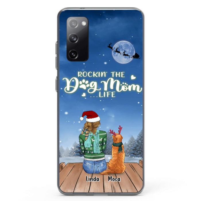 Personalized Christmas Dog Mom Phone Case - Up to 5 Dogs - Gift Idea For Dog Lover/Dog Mom - Rockin' The Dog Mom Life - Case For iPhone And Samsung