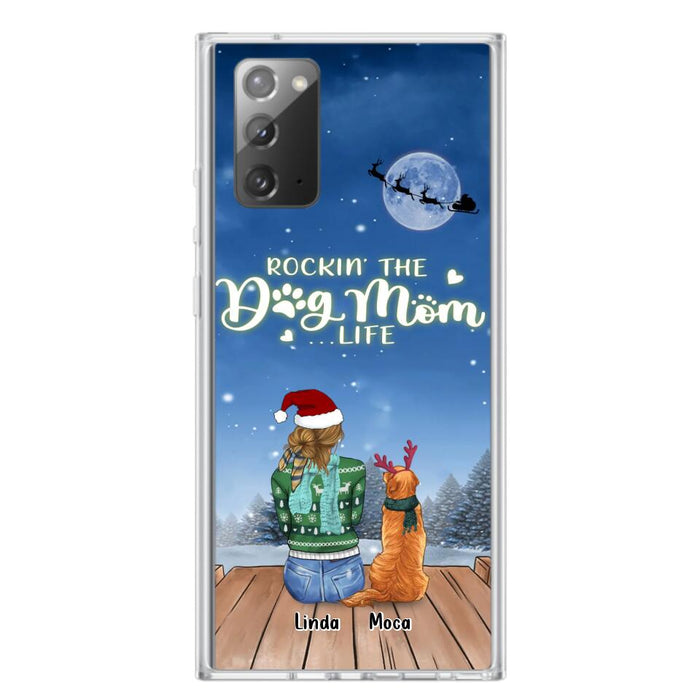 Personalized Christmas Dog Mom Phone Case - Up to 5 Dogs - Gift Idea For Dog Lover/Dog Mom - Rockin' The Dog Mom Life - Case For iPhone And Samsung