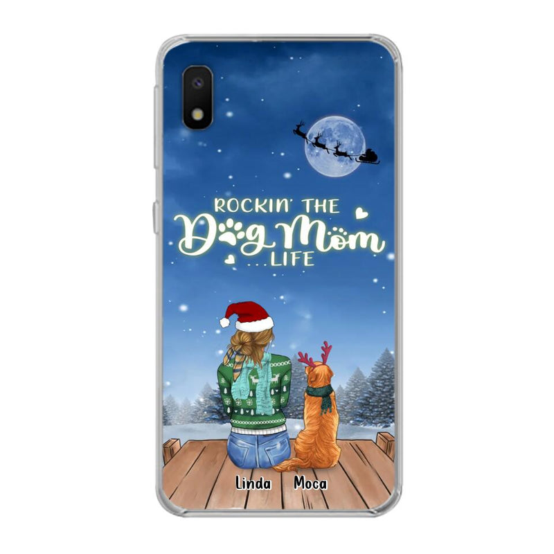 Personalized Christmas Dog Mom Phone Case - Up to 5 Dogs - Gift Idea For Dog Lover/Dog Mom - Rockin' The Dog Mom Life - Case For iPhone And Samsung