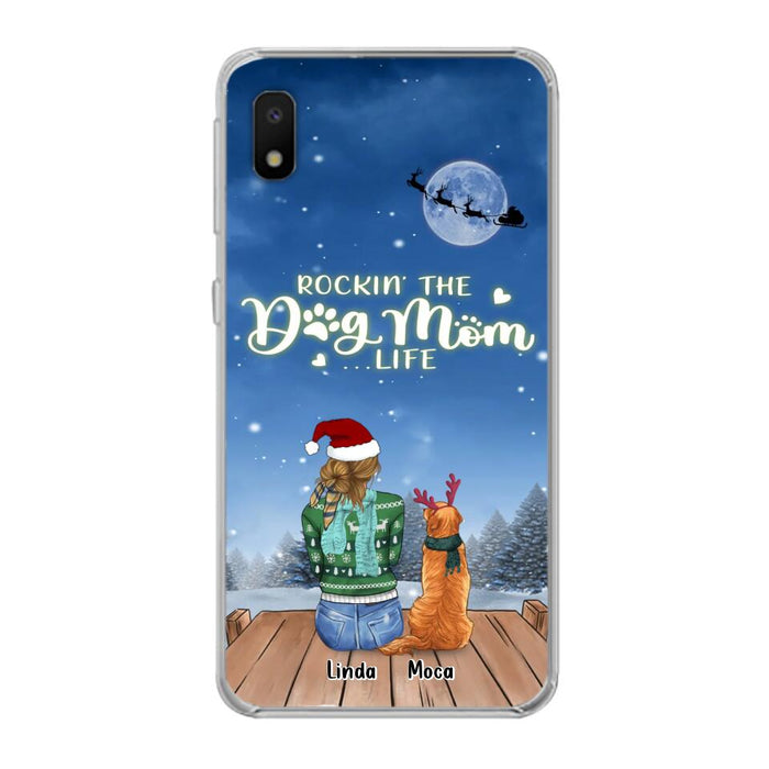 Personalized Christmas Dog Mom Phone Case - Up to 5 Dogs - Gift Idea For Dog Lover/Dog Mom - Rockin' The Dog Mom Life - Case For iPhone And Samsung