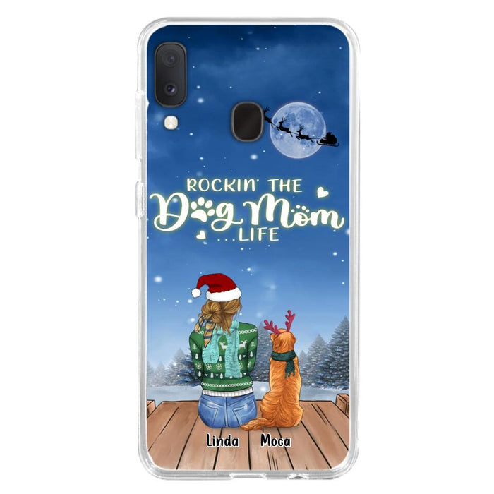 Personalized Christmas Dog Mom Phone Case - Up to 5 Dogs - Gift Idea For Dog Lover/Dog Mom - Rockin' The Dog Mom Life - Case For iPhone And Samsung