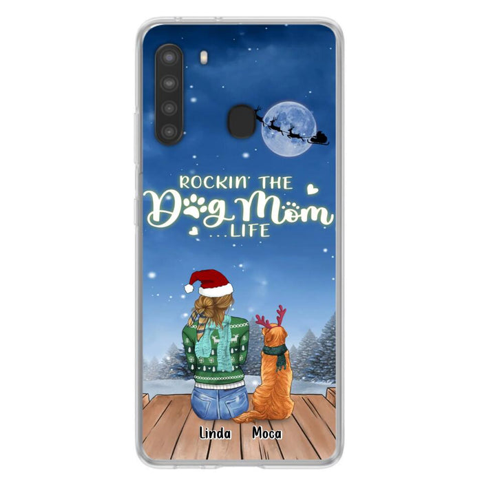 Personalized Christmas Dog Mom Phone Case - Up to 5 Dogs - Gift Idea For Dog Lover/Dog Mom - Rockin' The Dog Mom Life - Case For iPhone And Samsung