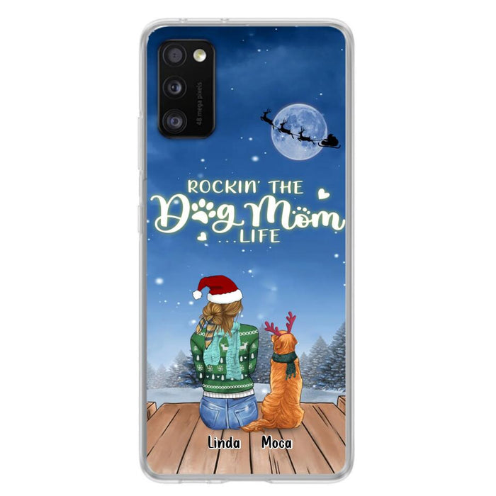 Personalized Christmas Dog Mom Phone Case - Up to 5 Dogs - Gift Idea For Dog Lover/Dog Mom - Rockin' The Dog Mom Life - Case For iPhone And Samsung