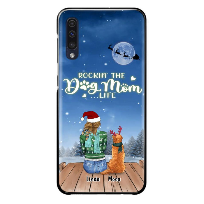 Personalized Christmas Dog Mom Phone Case - Up to 5 Dogs - Gift Idea For Dog Lover/Dog Mom - Rockin' The Dog Mom Life - Case For iPhone And Samsung