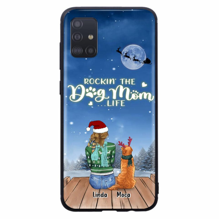 Personalized Christmas Dog Mom Phone Case - Up to 5 Dogs - Gift Idea For Dog Lover/Dog Mom - Rockin' The Dog Mom Life - Case For iPhone And Samsung