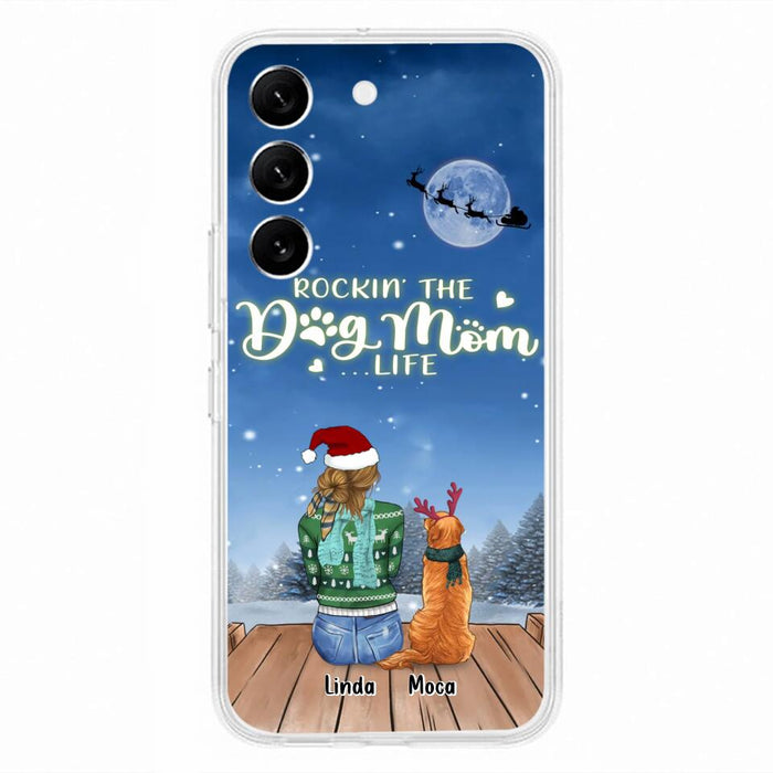 Personalized Christmas Dog Mom Phone Case - Up to 5 Dogs - Gift Idea For Dog Lover/Dog Mom - Rockin' The Dog Mom Life - Case For iPhone And Samsung