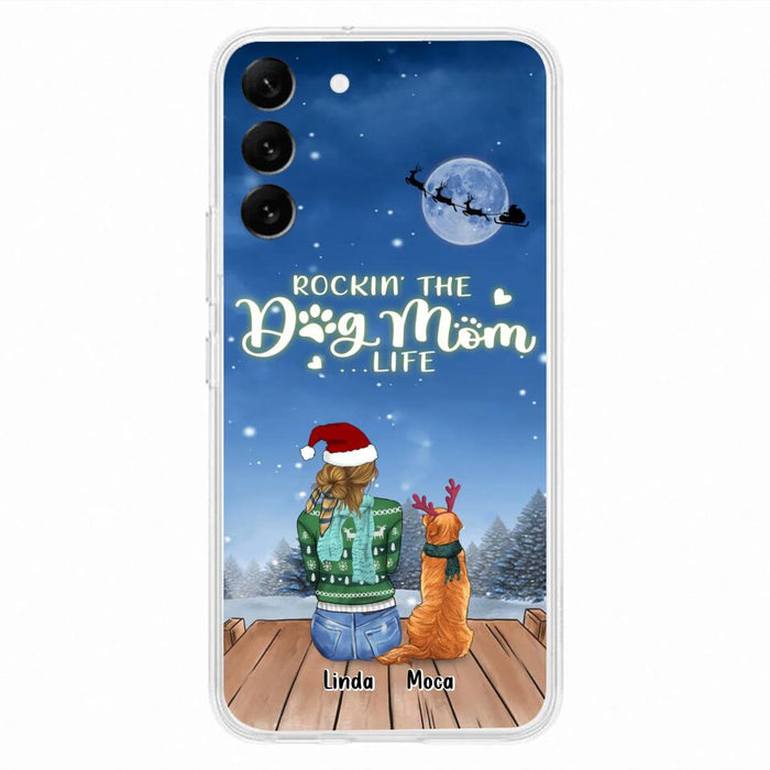 Personalized Christmas Dog Mom Phone Case - Up to 5 Dogs - Gift Idea For Dog Lover/Dog Mom - Rockin' The Dog Mom Life - Case For iPhone And Samsung