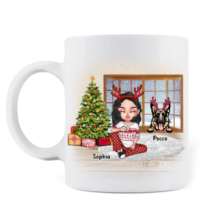 Personalized Dog Mom Mug - Up to 3 Dogs - Christmas Gift Idea For Dog Lovers - I Run On Caffeine Dog Hair & Cuss Words