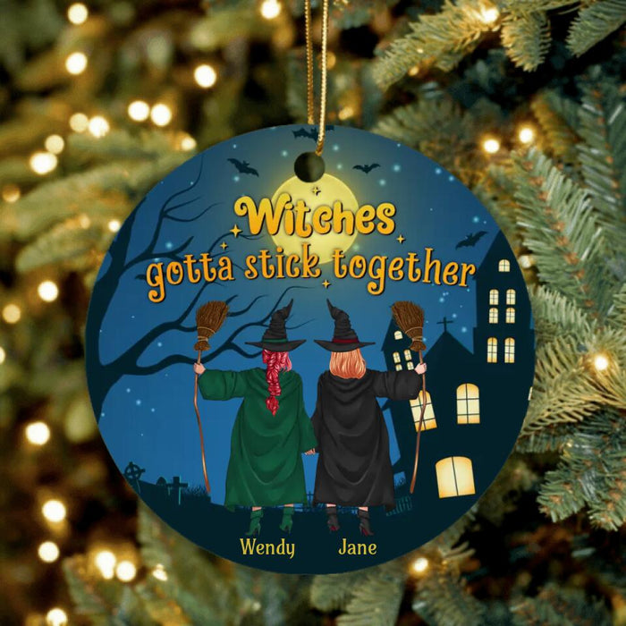 Personalized Witch Friend Circle Ornament - Halloween/Christmas Gift Idea For Friends/Sisters/Besties - Witches Gotta Stick Together