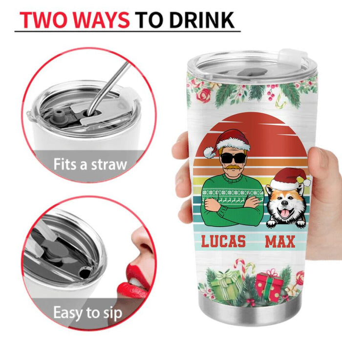 Personalized Grandpaw Tumbler - Christmas Gift Idea For Grandpa/Dog Lover - Up to 3 Dogs - Grandpaw Like A Regular Grandpa But Cooler