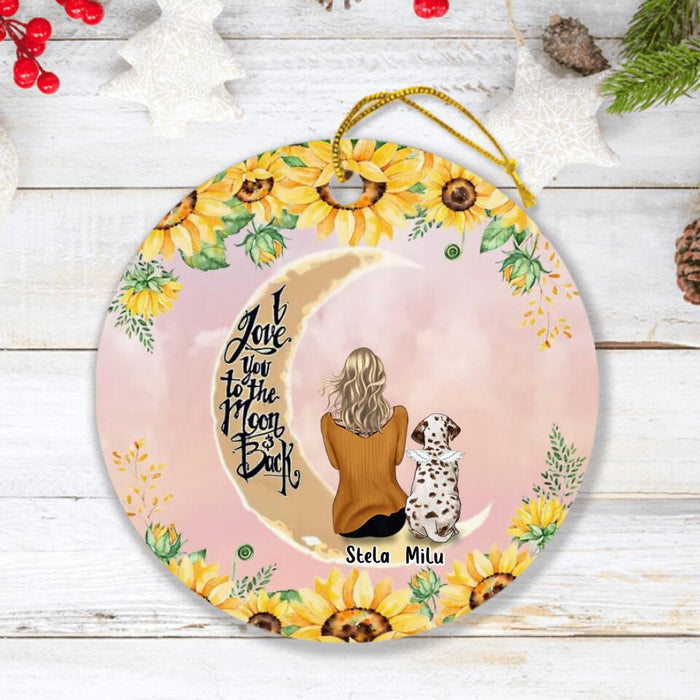 Personalized Sunflower Pet Mom Ornament -  Gift Idea For Dog/Cat Lover - Up to 5 Pets - I Love You To The Moon And Back