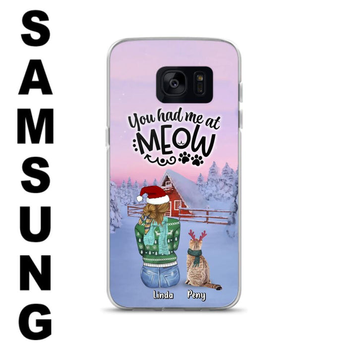 Personalized Christmas Cat Mom Phone Case - Up to 5 Cats - Christmas Gift Idea For Cat Lover - You Had Me At Meow - Case For iPhone And Samsung