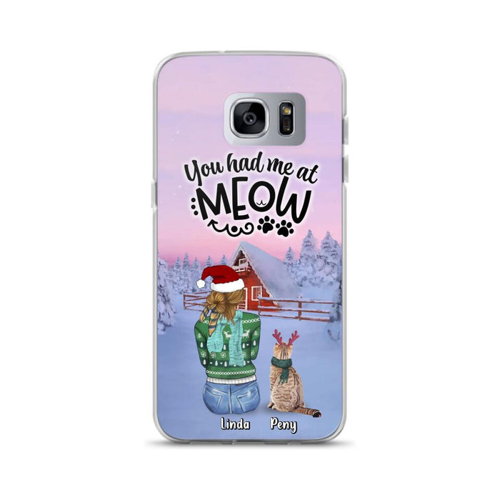Personalized Christmas Cat Mom Phone Case - Up to 5 Cats - Christmas Gift Idea For Cat Lover - You Had Me At Meow - Case For iPhone And Samsung