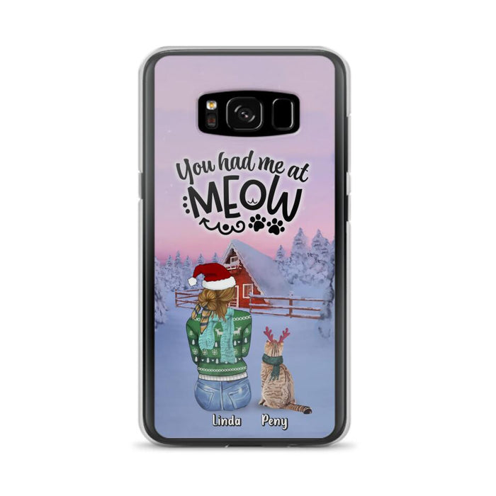Personalized Christmas Cat Mom Phone Case - Up to 5 Cats - Christmas Gift Idea For Cat Lover - You Had Me At Meow - Case For iPhone And Samsung