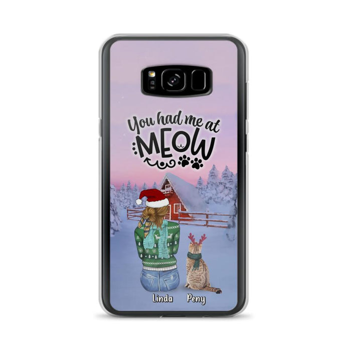 Personalized Christmas Cat Mom Phone Case - Up to 5 Cats - Christmas Gift Idea For Cat Lover - You Had Me At Meow - Case For iPhone And Samsung