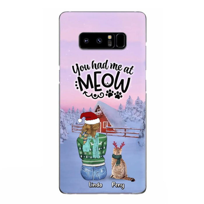 Personalized Christmas Cat Mom Phone Case - Up to 5 Cats - Christmas Gift Idea For Cat Lover - You Had Me At Meow - Case For iPhone And Samsung