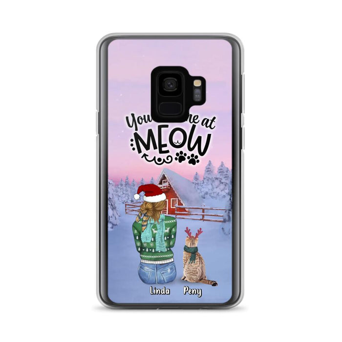 Personalized Christmas Cat Mom Phone Case - Up to 5 Cats - Christmas Gift Idea For Cat Lover - You Had Me At Meow - Case For iPhone And Samsung