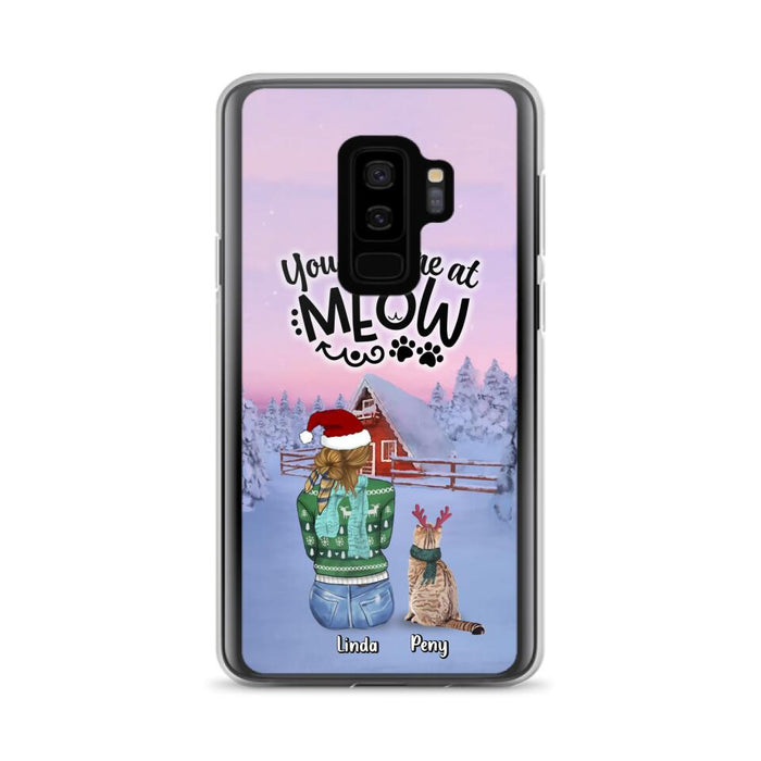 Personalized Christmas Cat Mom Phone Case - Up to 5 Cats - Christmas Gift Idea For Cat Lover - You Had Me At Meow - Case For iPhone And Samsung