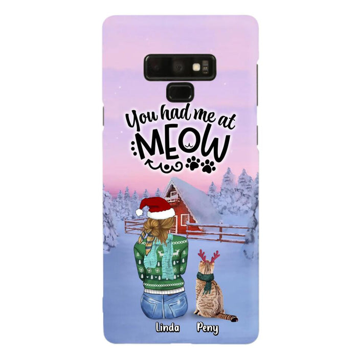 Personalized Christmas Cat Mom Phone Case - Up to 5 Cats - Christmas Gift Idea For Cat Lover - You Had Me At Meow - Case For iPhone And Samsung