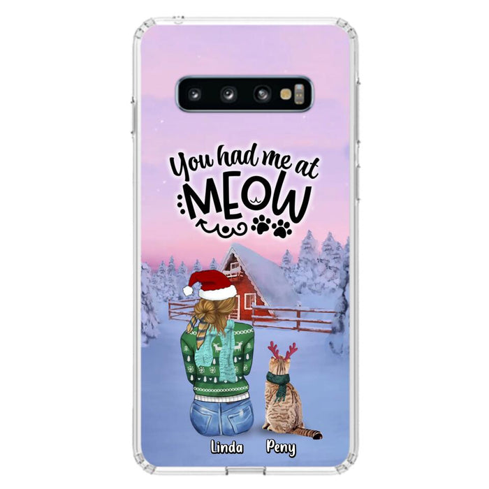 Personalized Christmas Cat Mom Phone Case - Up to 5 Cats - Christmas Gift Idea For Cat Lover - You Had Me At Meow - Case For iPhone And Samsung