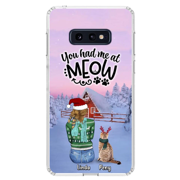 Personalized Christmas Cat Mom Phone Case - Up to 5 Cats - Christmas Gift Idea For Cat Lover - You Had Me At Meow - Case For iPhone And Samsung