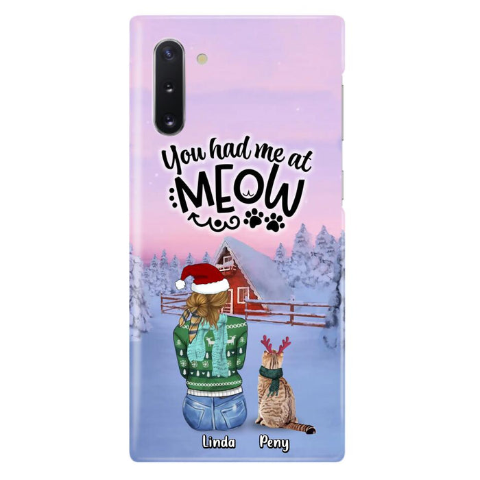 Personalized Christmas Cat Mom Phone Case - Up to 5 Cats - Christmas Gift Idea For Cat Lover - You Had Me At Meow - Case For iPhone And Samsung