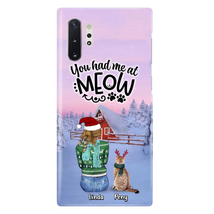 Personalized Christmas Cat Mom Phone Case - Up to 5 Cats - Christmas Gift Idea For Cat Lover - You Had Me At Meow - Case For iPhone And Samsung