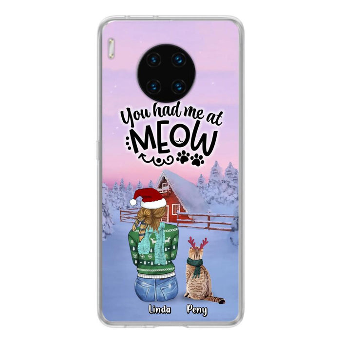 Personalized Christmas Cat Mom Phone Case - Up to 5 Cats - Christmas Gift Idea For Cat Lover - You Had Me At Meow - Case For Xiaomi, Oppo And Huawei
