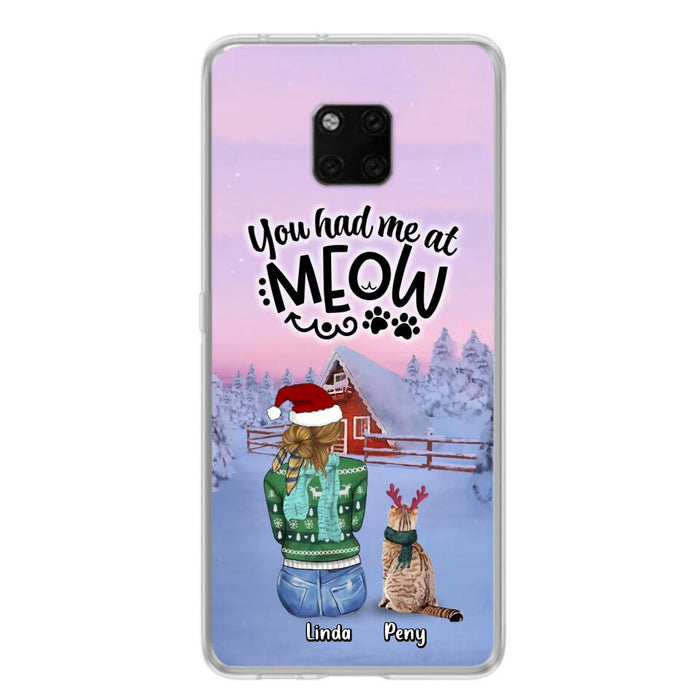 Personalized Christmas Cat Mom Phone Case - Up to 5 Cats - Christmas Gift Idea For Cat Lover - You Had Me At Meow - Case For Xiaomi, Oppo And Huawei