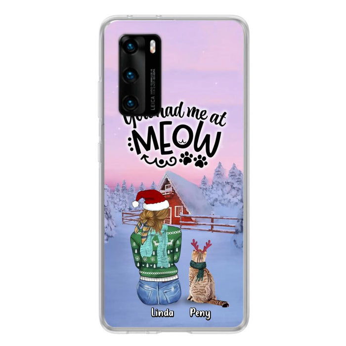 Personalized Christmas Cat Mom Phone Case - Up to 5 Cats - Christmas Gift Idea For Cat Lover - You Had Me At Meow - Case For Xiaomi, Oppo And Huawei