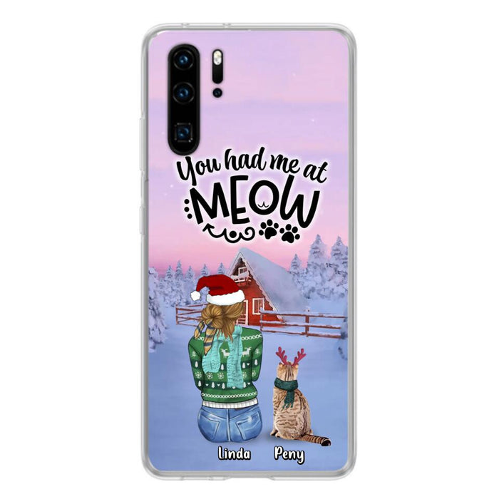 Personalized Christmas Cat Mom Phone Case - Up to 5 Cats - Christmas Gift Idea For Cat Lover - You Had Me At Meow - Case For Xiaomi, Oppo And Huawei