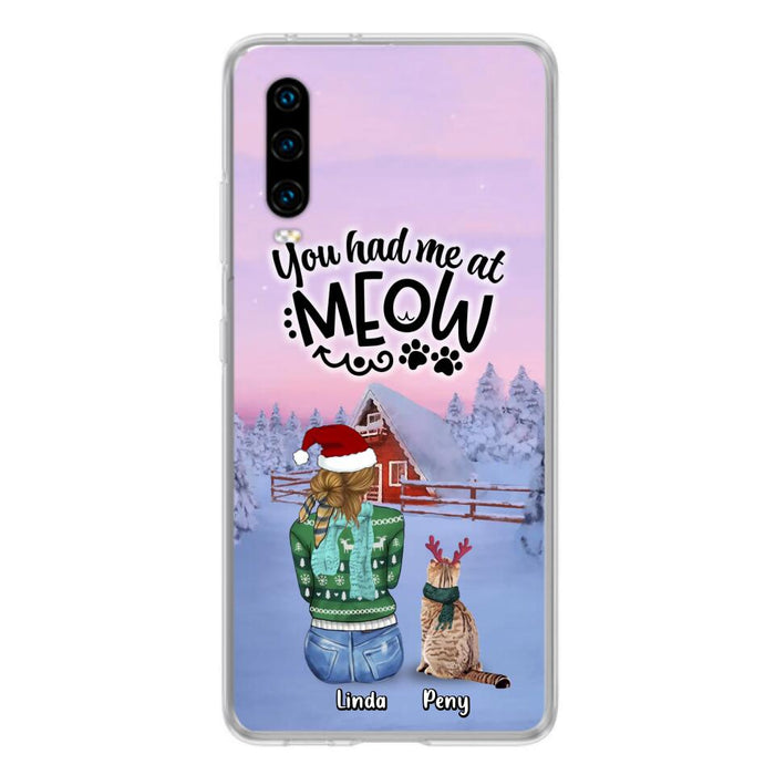 Personalized Christmas Cat Mom Phone Case - Up to 5 Cats - Christmas Gift Idea For Cat Lover - You Had Me At Meow - Case For Xiaomi, Oppo And Huawei