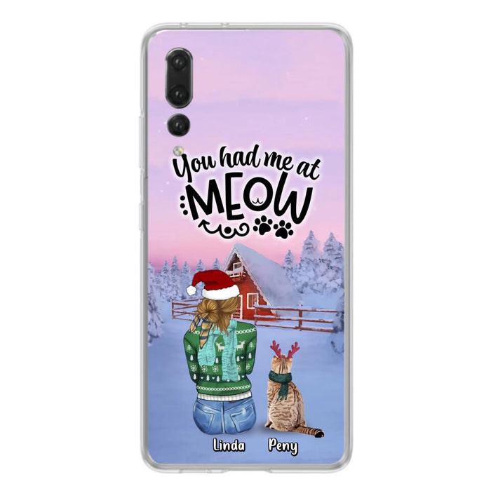 Personalized Christmas Cat Mom Phone Case - Up to 5 Cats - Christmas Gift Idea For Cat Lover - You Had Me At Meow - Case For Xiaomi, Oppo And Huawei