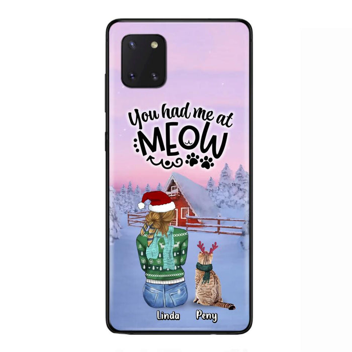 Personalized Christmas Cat Mom Phone Case - Up to 5 Cats - Christmas Gift Idea For Cat Lover - You Had Me At Meow - Case For iPhone And Samsung