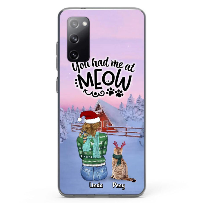 Personalized Christmas Cat Mom Phone Case - Up to 5 Cats - Christmas Gift Idea For Cat Lover - You Had Me At Meow - Case For iPhone And Samsung