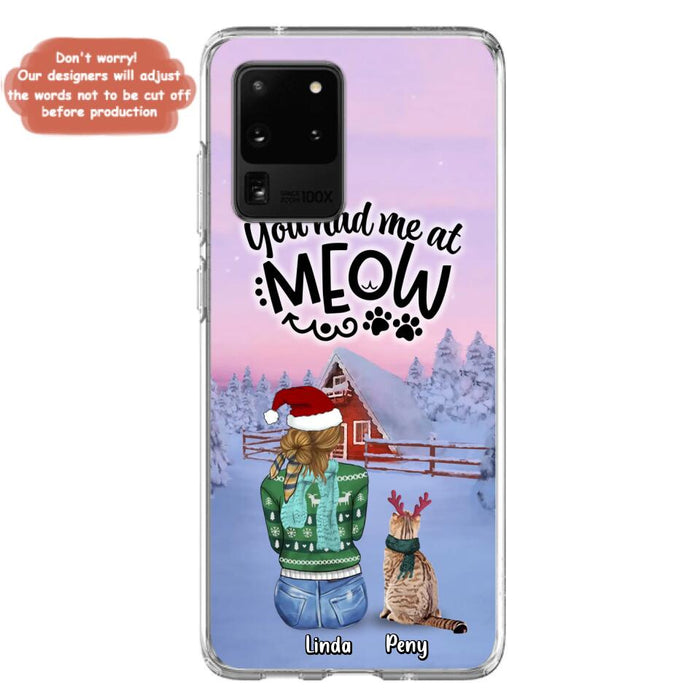 Personalized Christmas Cat Mom Phone Case - Up to 5 Cats - Christmas Gift Idea For Cat Lover - You Had Me At Meow - Case For iPhone And Samsung