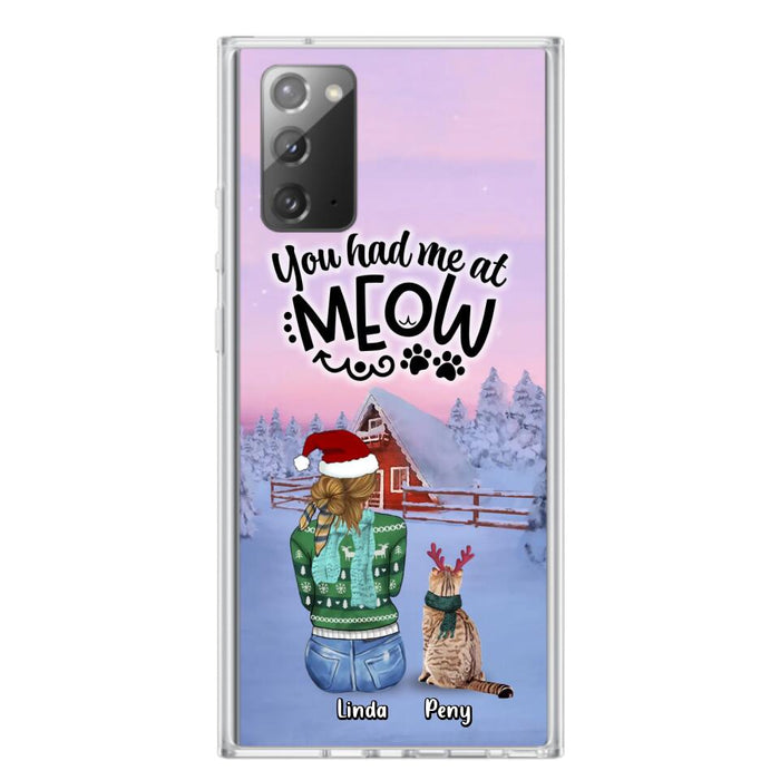 Personalized Christmas Cat Mom Phone Case - Up to 5 Cats - Christmas Gift Idea For Cat Lover - You Had Me At Meow - Case For iPhone And Samsung