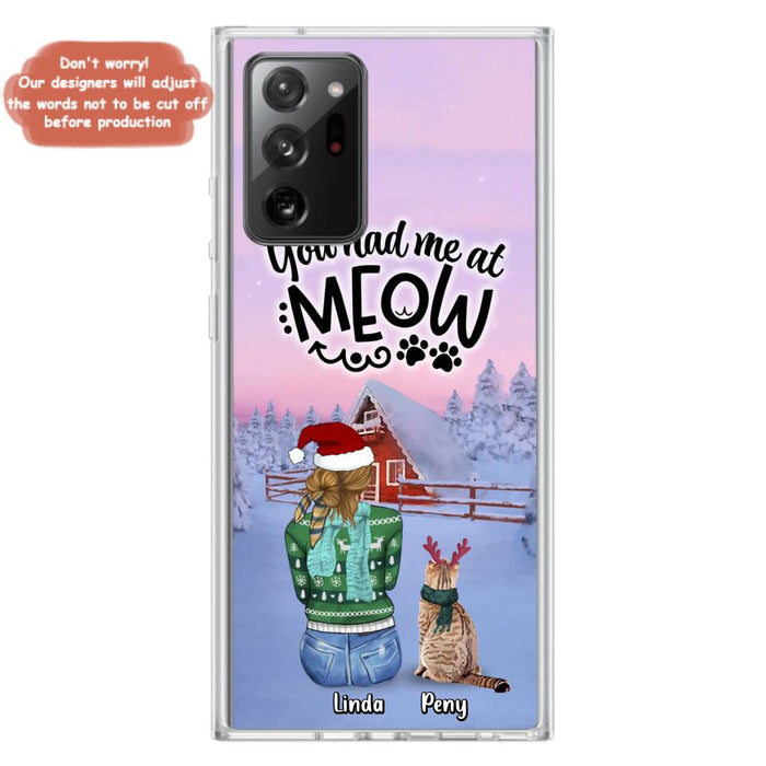 Personalized Christmas Cat Mom Phone Case - Up to 5 Cats - Christmas Gift Idea For Cat Lover - You Had Me At Meow - Case For iPhone And Samsung