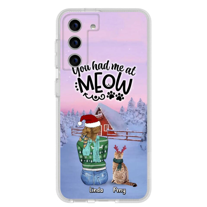 Personalized Christmas Cat Mom Phone Case - Up to 5 Cats - Christmas Gift Idea For Cat Lover - You Had Me At Meow - Case For iPhone And Samsung