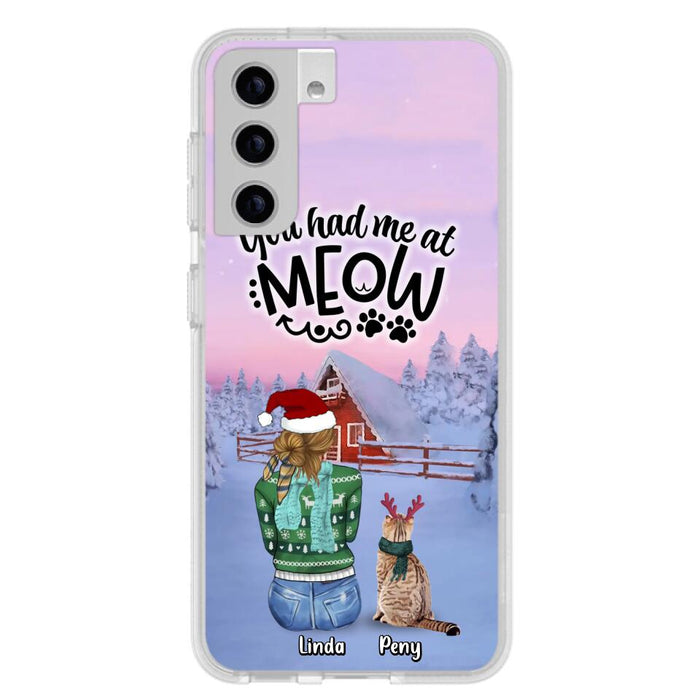 Personalized Christmas Cat Mom Phone Case - Up to 5 Cats - Christmas Gift Idea For Cat Lover - You Had Me At Meow - Case For iPhone And Samsung