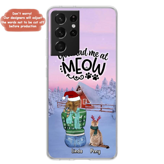 Personalized Christmas Cat Mom Phone Case - Up to 5 Cats - Christmas Gift Idea For Cat Lover - You Had Me At Meow - Case For iPhone And Samsung