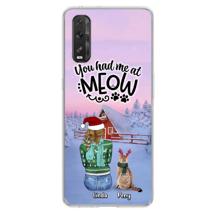 Personalized Christmas Cat Mom Phone Case - Up to 5 Cats - Christmas Gift Idea For Cat Lover - You Had Me At Meow - Case For Xiaomi, Oppo And Huawei