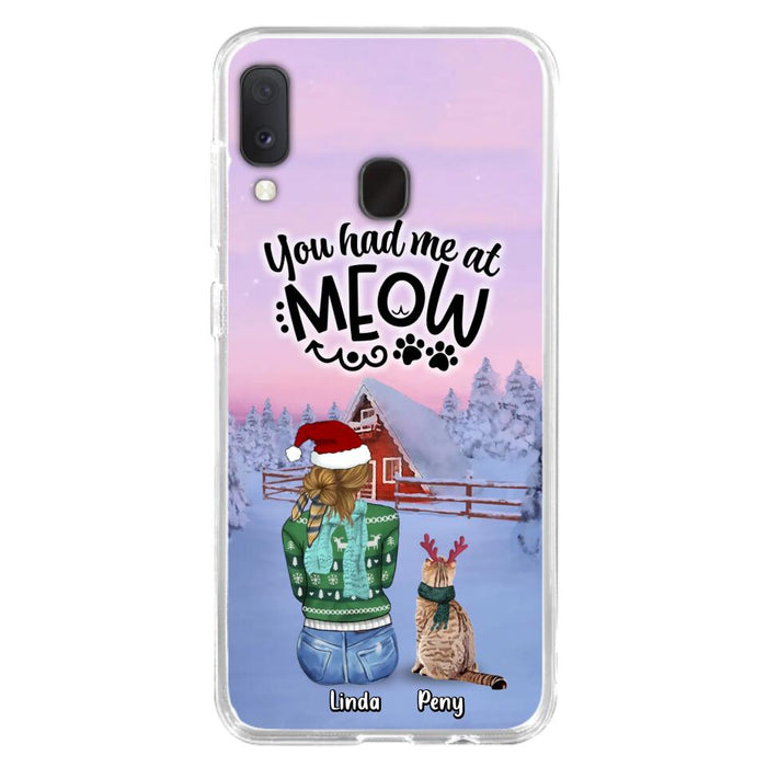 Personalized Christmas Cat Mom Phone Case - Up to 5 Cats - Christmas Gift Idea For Cat Lover - You Had Me At Meow - Case For iPhone And Samsung