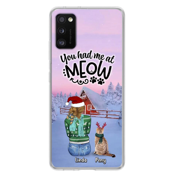 Personalized Christmas Cat Mom Phone Case - Up to 5 Cats - Christmas Gift Idea For Cat Lover - You Had Me At Meow - Case For iPhone And Samsung