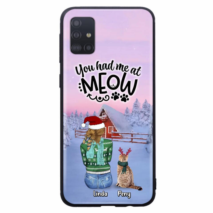 Personalized Christmas Cat Mom Phone Case - Up to 5 Cats - Christmas Gift Idea For Cat Lover - You Had Me At Meow - Case For iPhone And Samsung