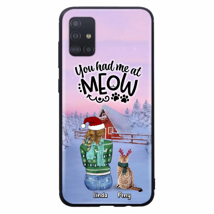 Personalized Christmas Cat Mom Phone Case - Up to 5 Cats - Christmas Gift Idea For Cat Lover - You Had Me At Meow - Case For iPhone And Samsung
