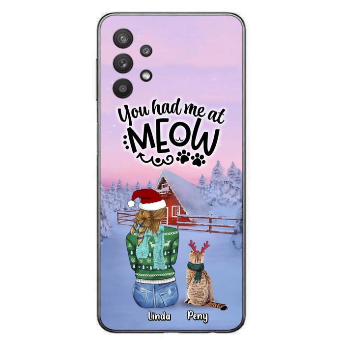 Personalized Christmas Cat Mom Phone Case - Up to 5 Cats - Christmas Gift Idea For Cat Lover - You Had Me At Meow - Case For iPhone And Samsung