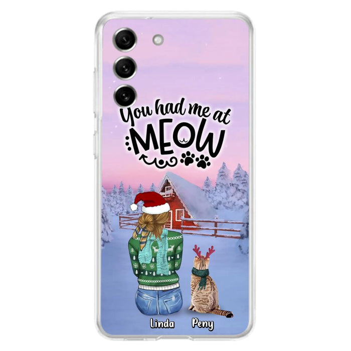 Personalized Christmas Cat Mom Phone Case - Up to 5 Cats - Christmas Gift Idea For Cat Lover - You Had Me At Meow - Case For iPhone And Samsung