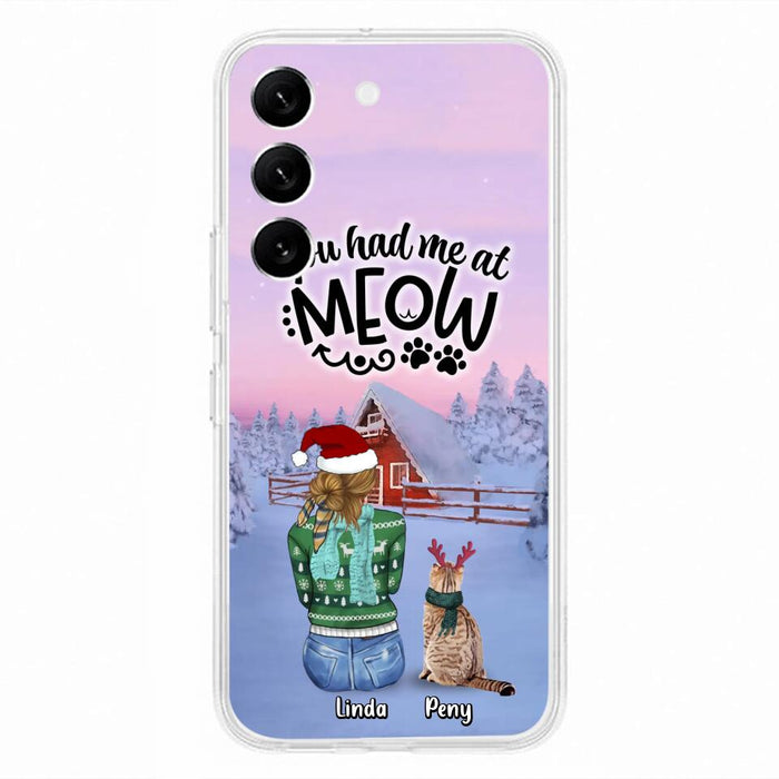 Personalized Christmas Cat Mom Phone Case - Up to 5 Cats - Christmas Gift Idea For Cat Lover - You Had Me At Meow - Case For iPhone And Samsung