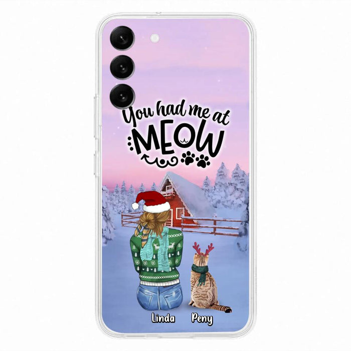 Personalized Christmas Cat Mom Phone Case - Up to 5 Cats - Christmas Gift Idea For Cat Lover - You Had Me At Meow - Case For iPhone And Samsung